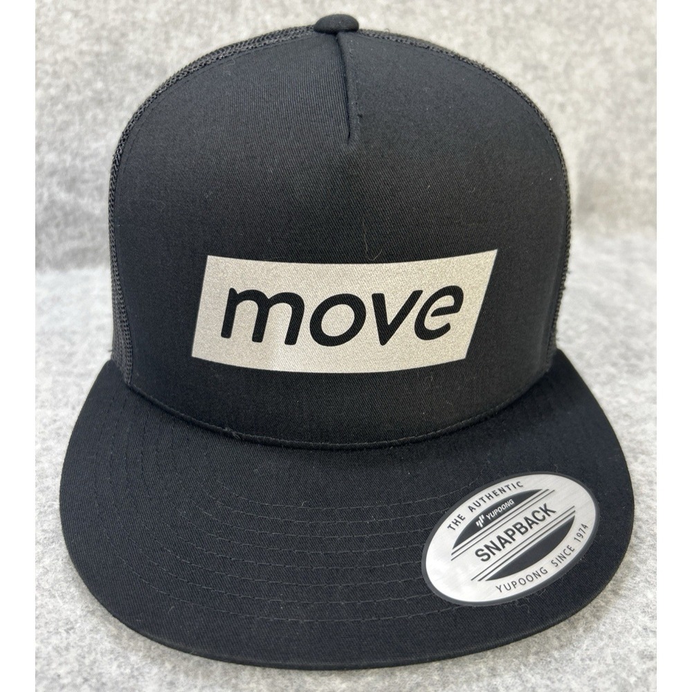 Walmart Move Trucker Hat Snapback Black‎ Mesh Back Yupoong NWT Flat Bill Cap